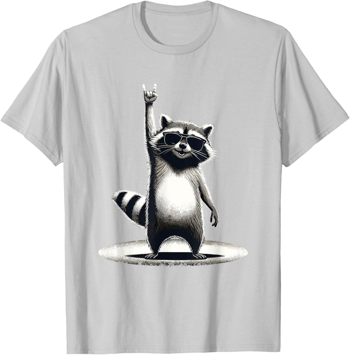 Retro Raccoon Rock Music Gift Men Children Women Funny Raccoon T-Shirt, black