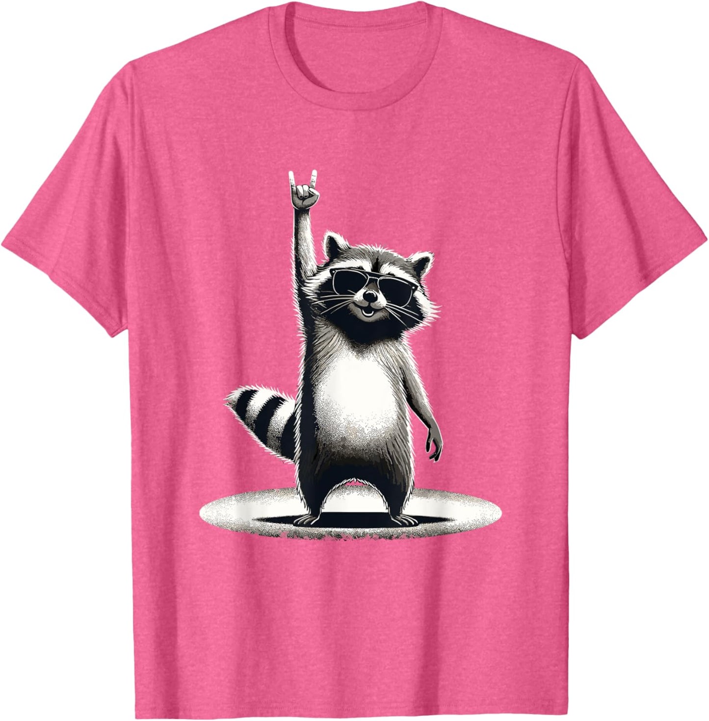 Retro Raccoon Rock Music Gift Men Children Women Funny Raccoon T-Shirt, black
