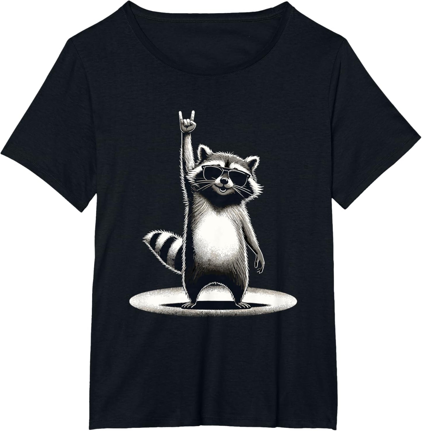 Retro Raccoon Rock Music Gift Men Children Women Funny Raccoon T-Shirt, black