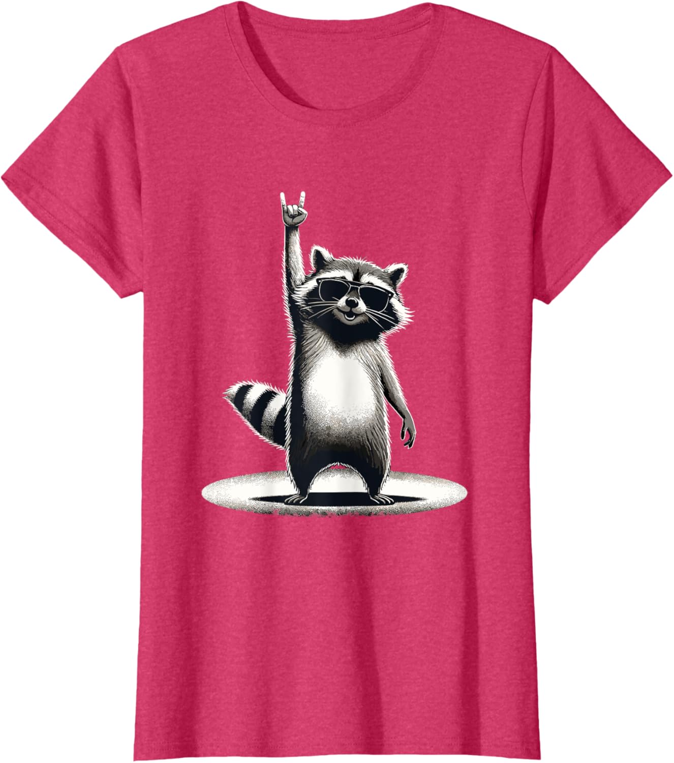 Retro Raccoon Rock Music Gift Men Children Women Funny Raccoon T-Shirt, black