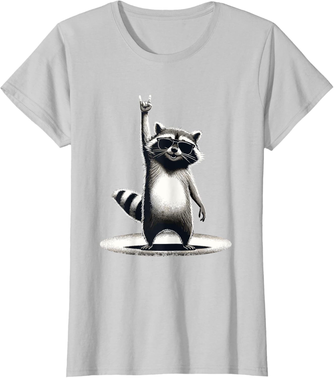 Retro Raccoon Rock Music Gift Men Children Women Funny Raccoon T-Shirt, black
