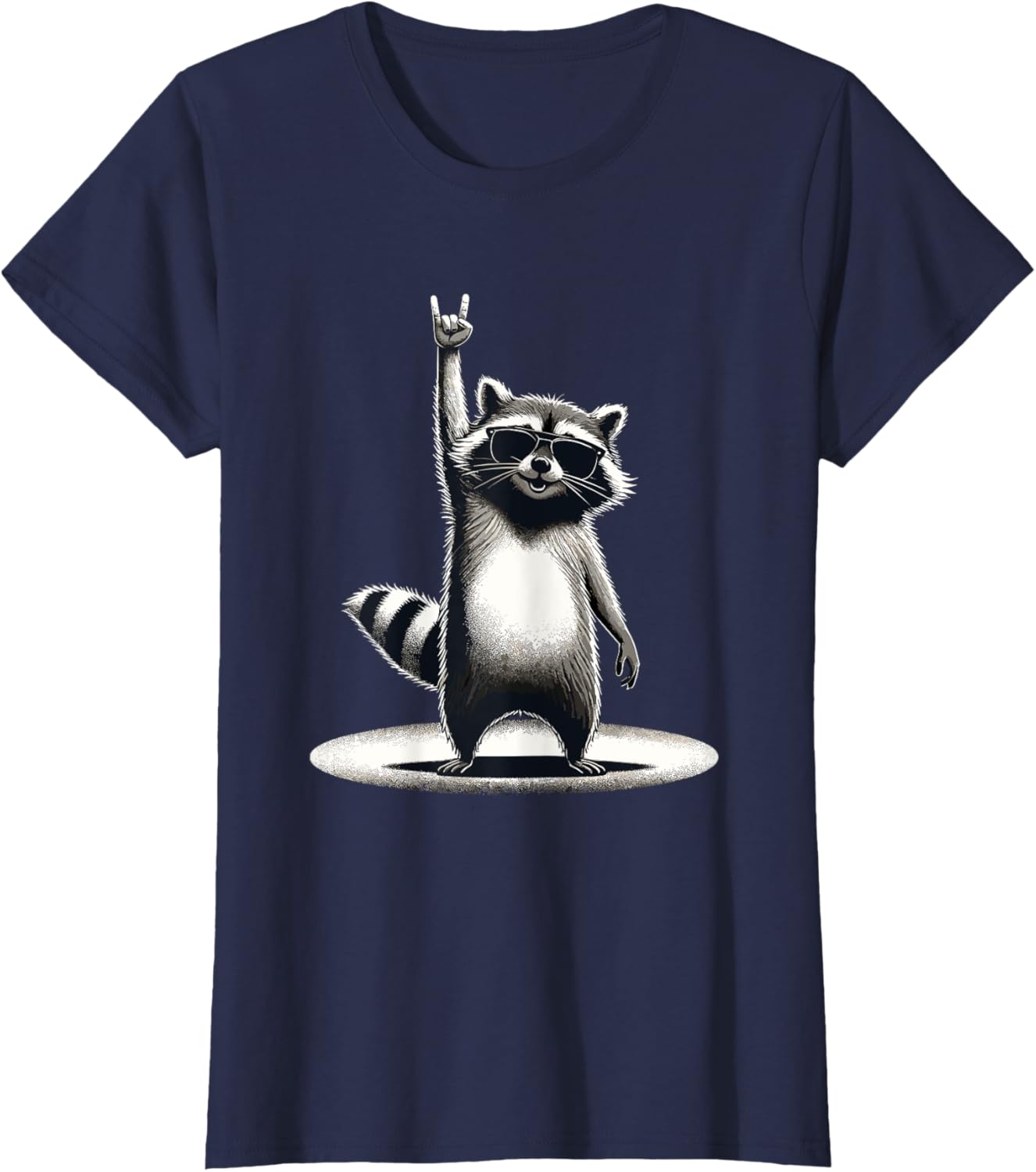 Retro Raccoon Rock Music Gift Men Children Women Funny Raccoon T-Shirt, black