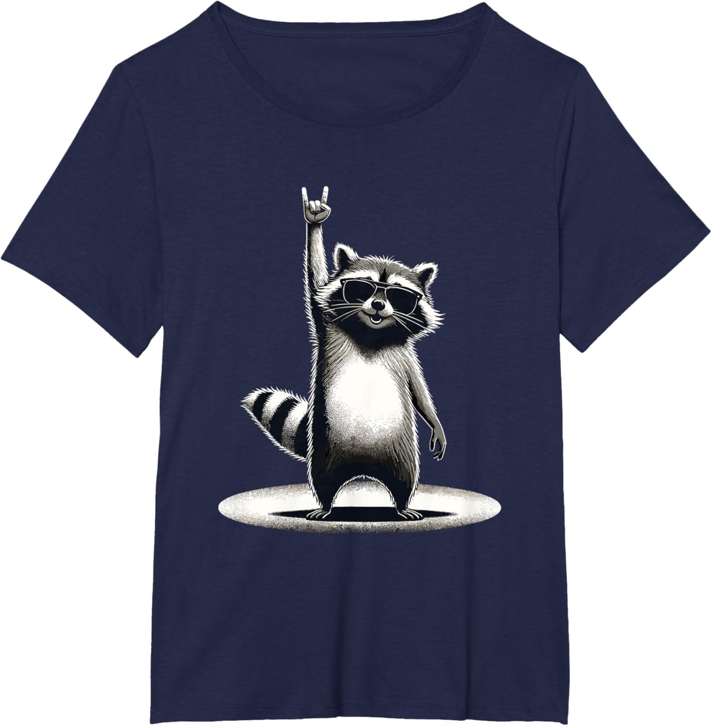 Retro Raccoon Rock Music Gift Men Children Women Funny Raccoon T-Shirt, black