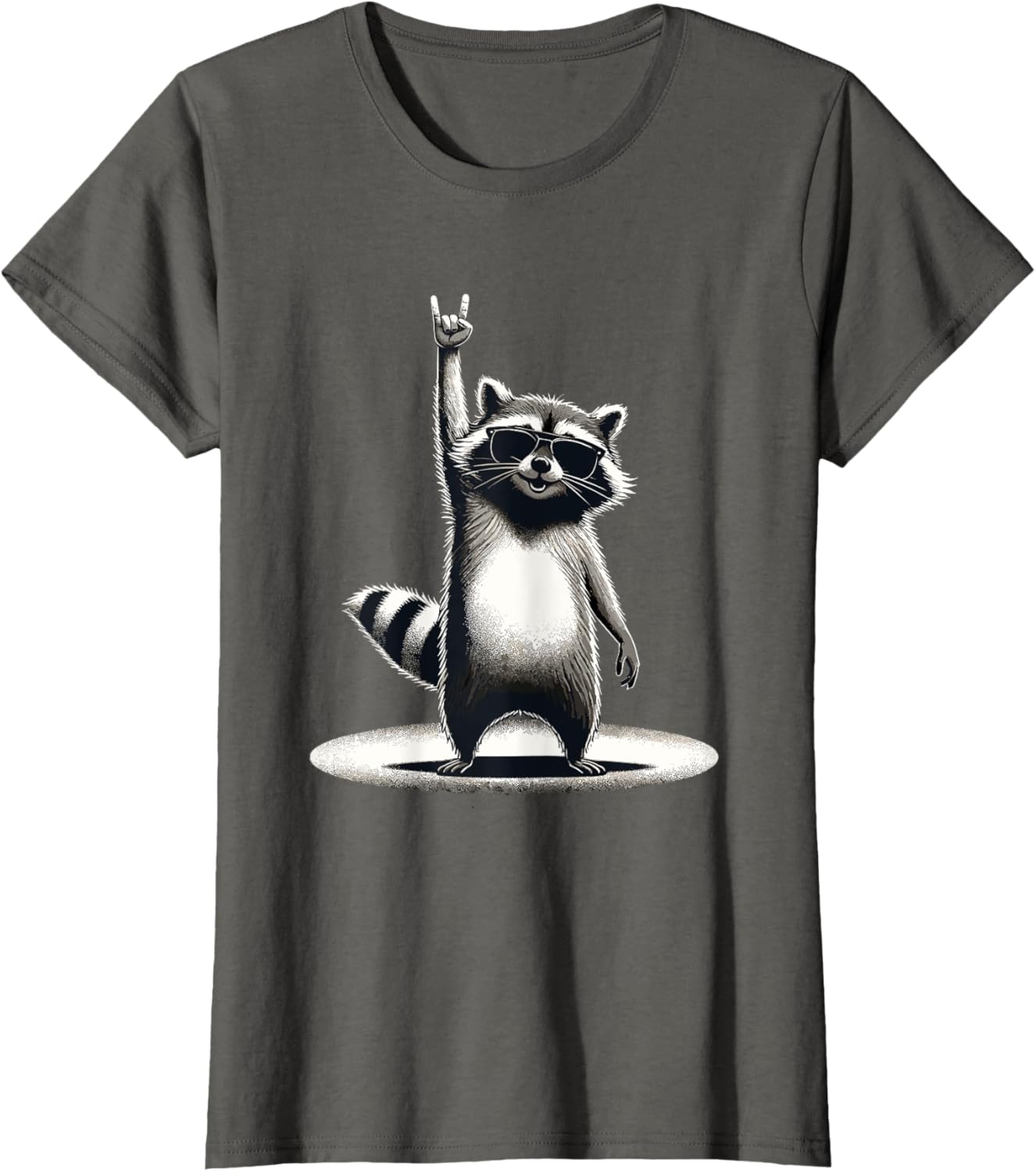 Retro Raccoon Rock Music Gift Men Children Women Funny Raccoon T-Shirt, black