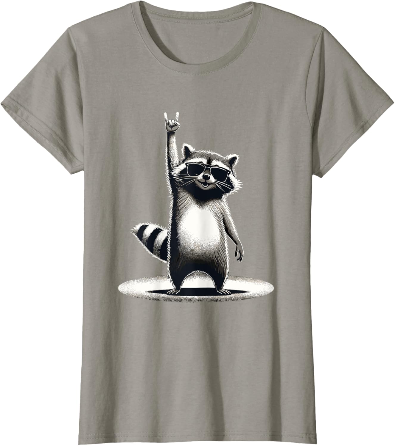Retro Raccoon Rock Music Gift Men Children Women Funny Raccoon T-Shirt, black