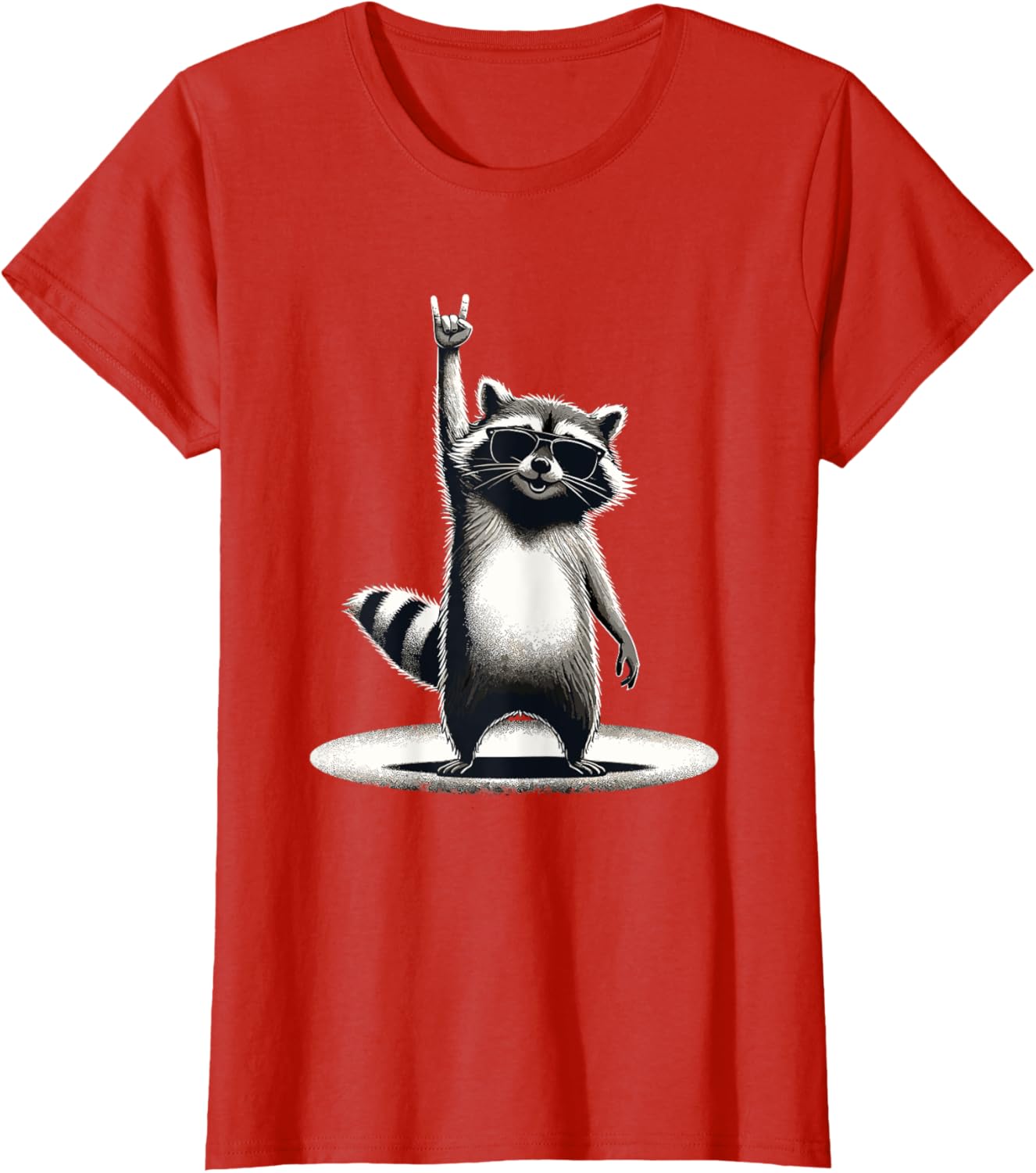 Retro Raccoon Rock Music Gift Men Children Women Funny Raccoon T-Shirt, black