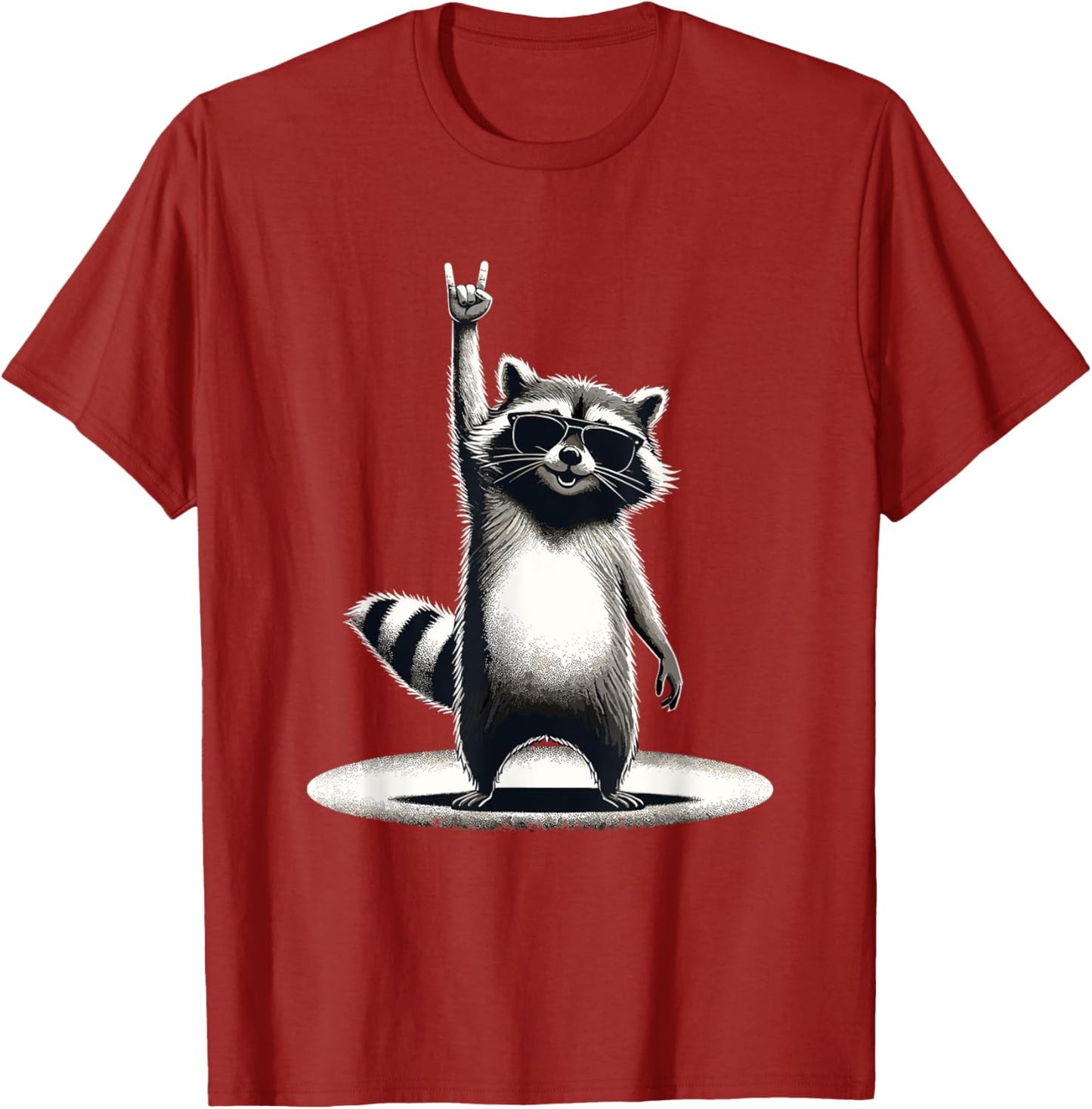 Retro Raccoon Rock Music Gift Men Children Women Funny Raccoon T-Shirt, black