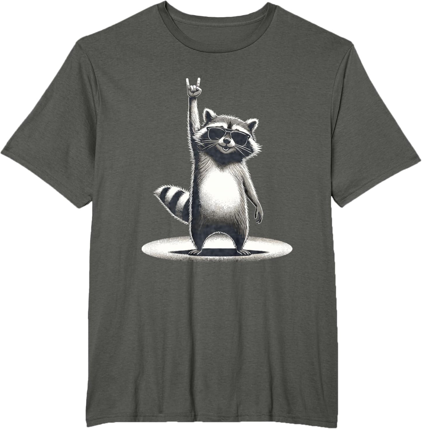 Retro Raccoon Rock Music Gift Men Children Women Funny Raccoon T-Shirt, black