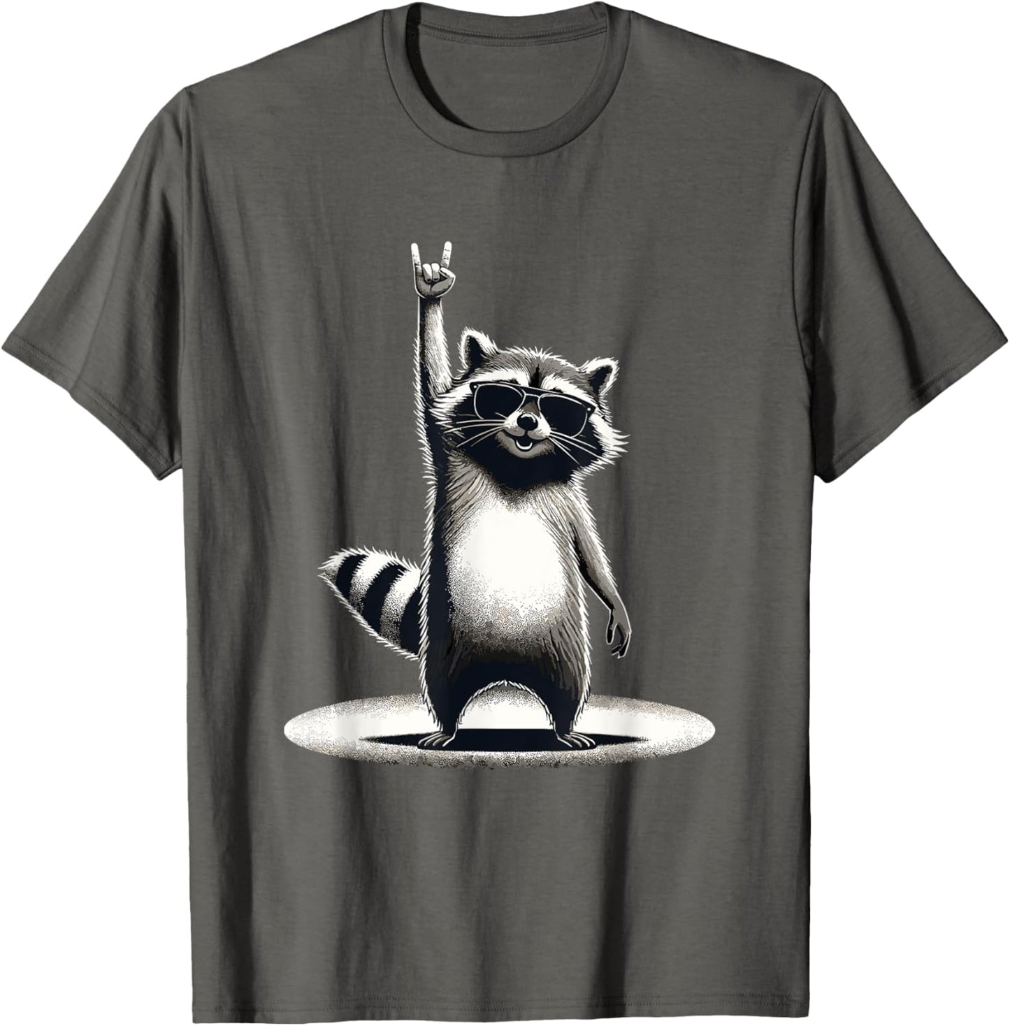 Retro Raccoon Rock Music Gift Men Children Women Funny Raccoon T-Shirt, black