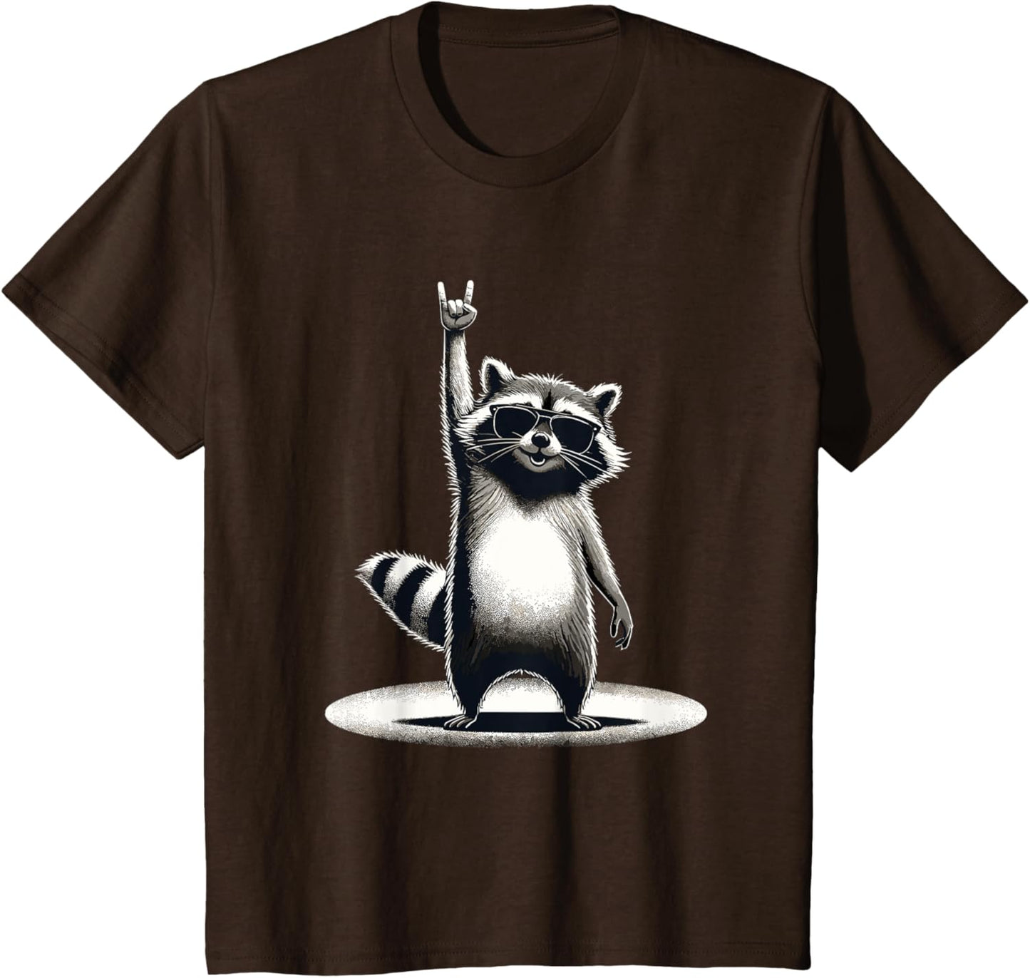 Retro Raccoon Rock Music Gift Men Children Women Funny Raccoon T-Shirt, black