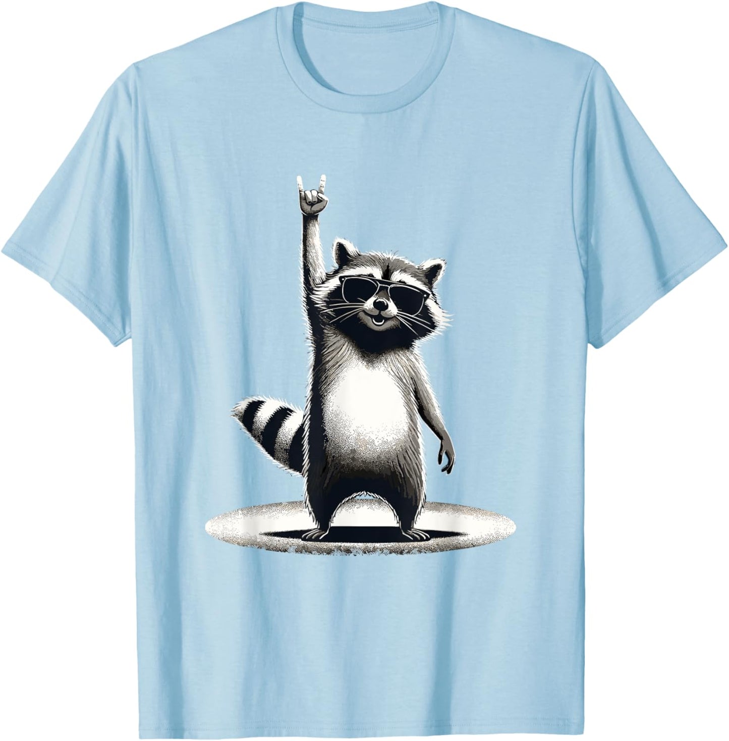 Retro Raccoon Rock Music Gift Men Children Women Funny Raccoon T-Shirt, black