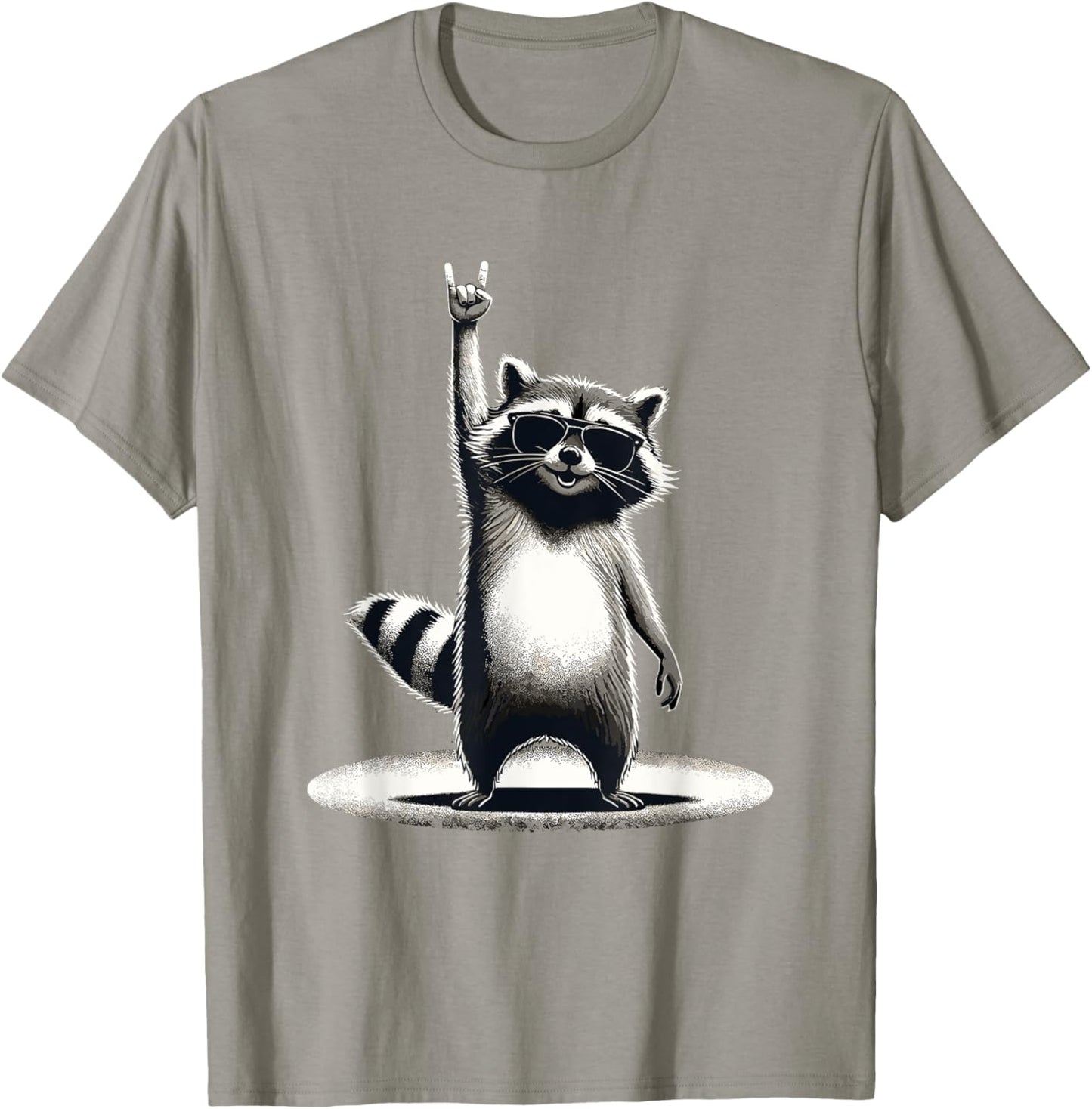 Retro Raccoon Rock Music Gift Men Children Women Funny Raccoon T-Shirt, black
