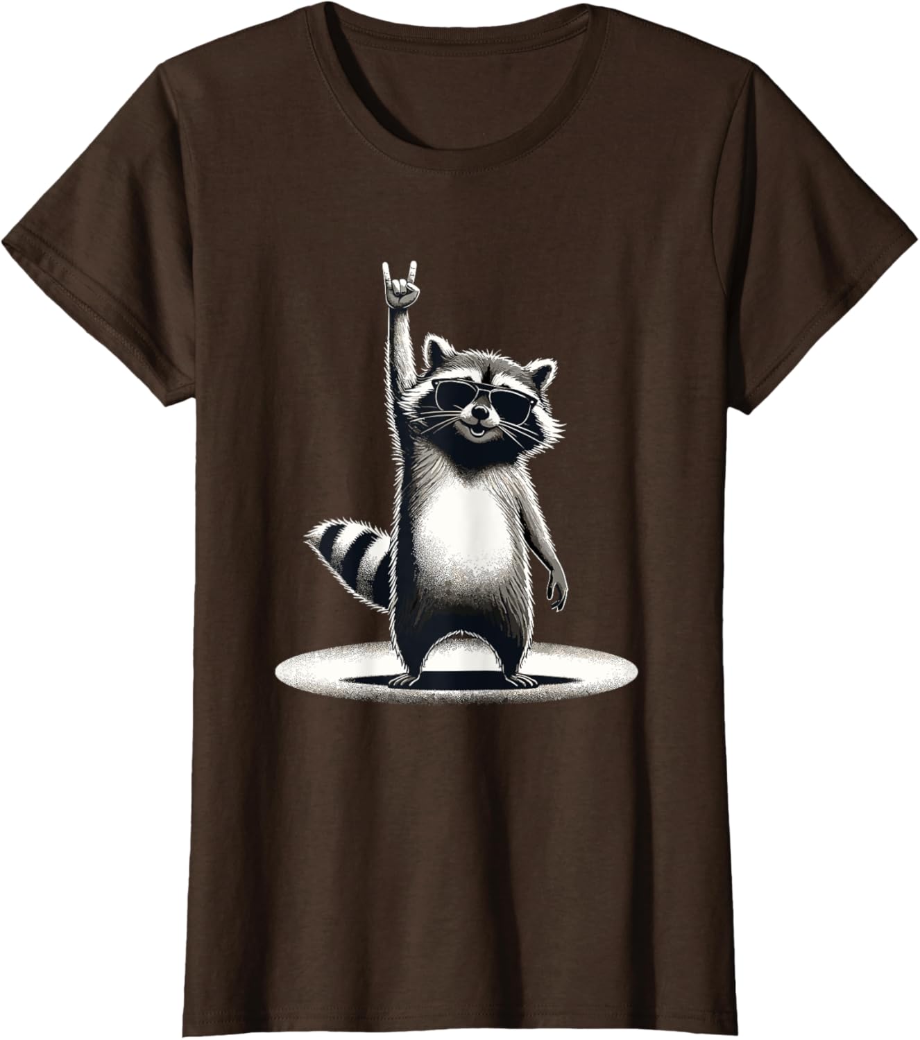 Retro Raccoon Rock Music Gift Men Children Women Funny Raccoon T-Shirt, black