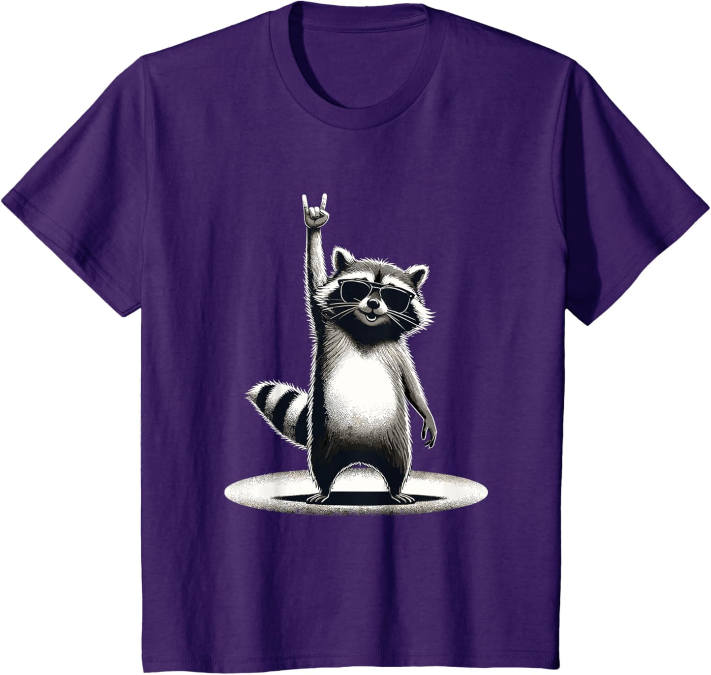 Retro Raccoon Rock Music Gift Men Children Women Funny Raccoon T-Shirt, black