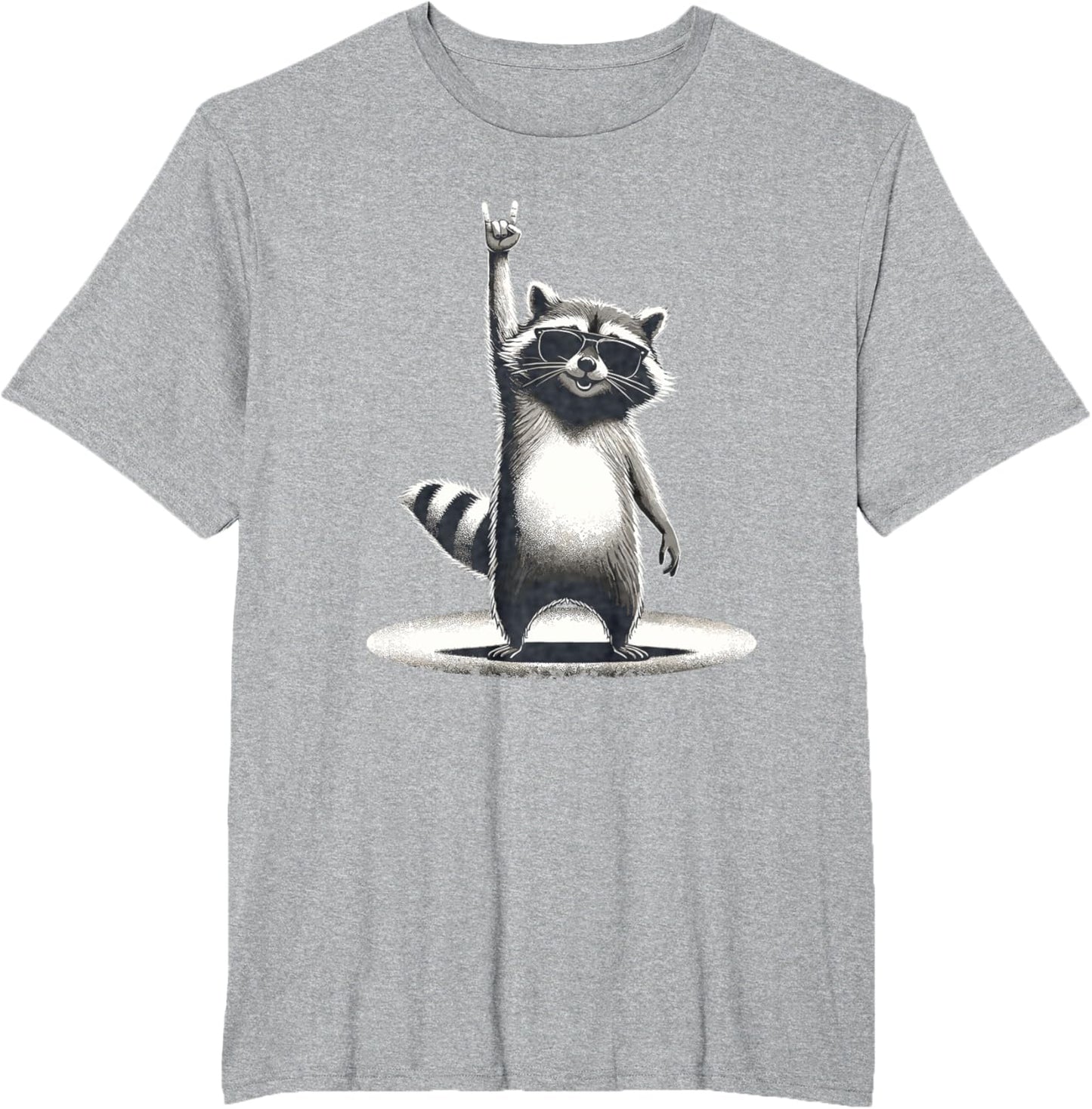 Retro Raccoon Rock Music Gift Men Children Women Funny Raccoon T-Shirt, black