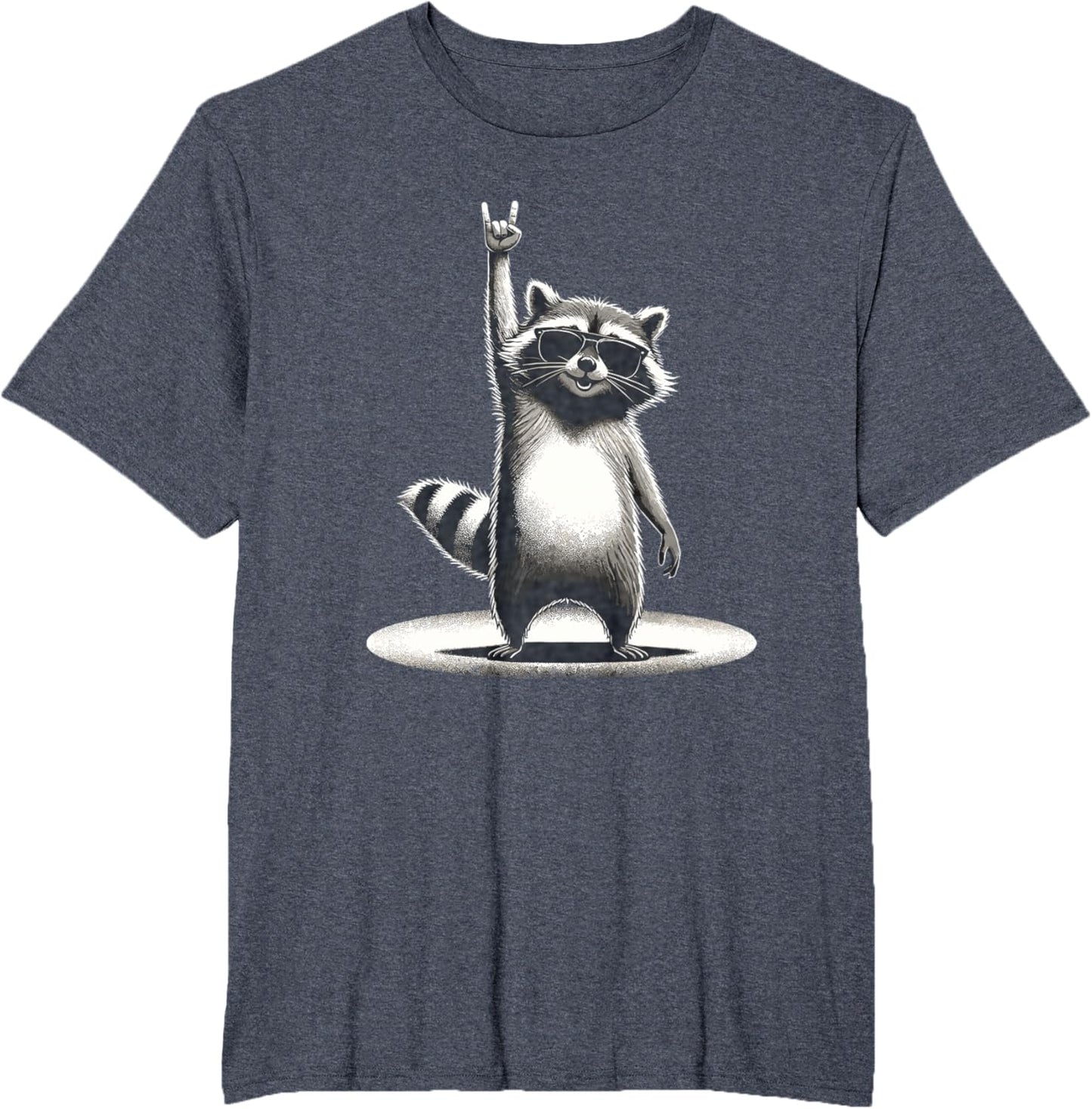 Retro Raccoon Rock Music Gift Men Children Women Funny Raccoon T-Shirt, black