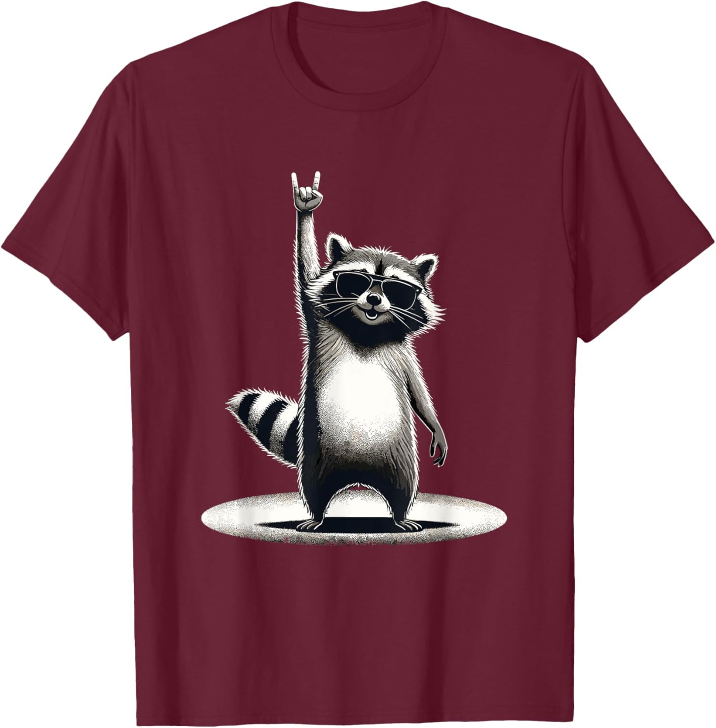 Retro Raccoon Rock Music Gift Men Children Women Funny Raccoon T-Shirt, black