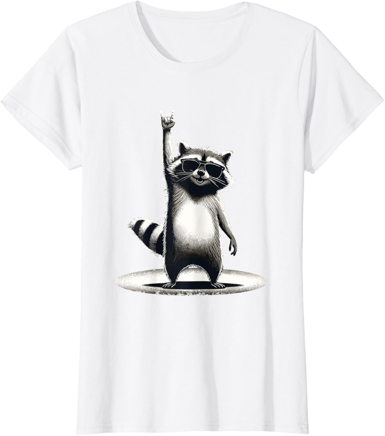 Retro Raccoon Rock Music Gift Men Children Women Funny Raccoon T-Shirt, black