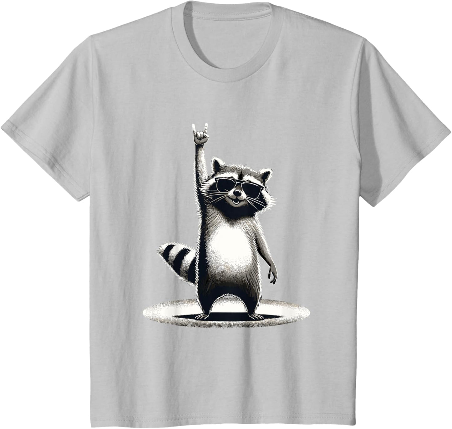 Retro Raccoon Rock Music Gift Men Children Women Funny Raccoon T-Shirt, black