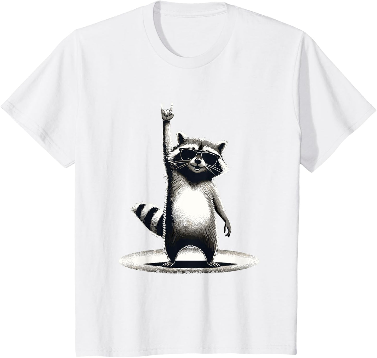 Retro Raccoon Rock Music Gift Men Children Women Funny Raccoon T-Shirt, black