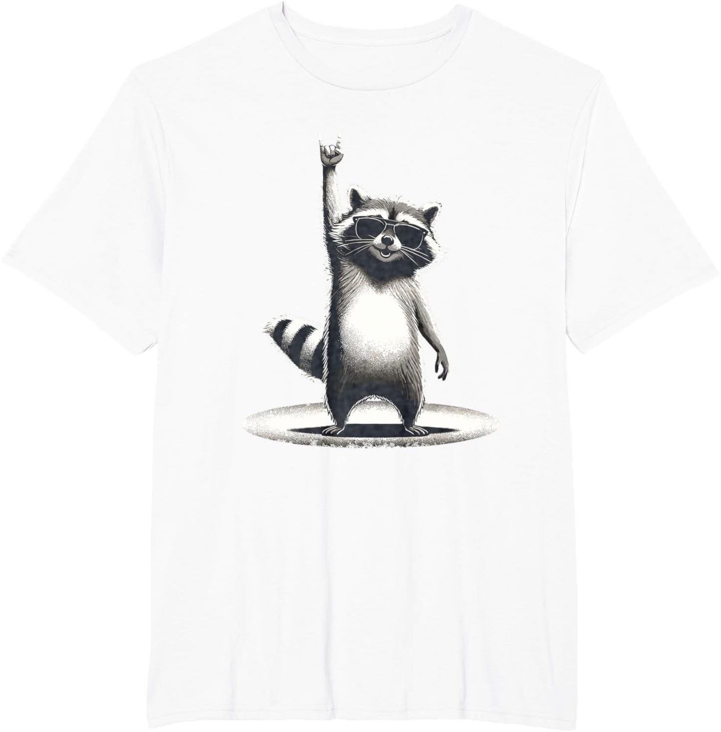 Retro Raccoon Rock Music Gift Men Children Women Funny Raccoon T-Shirt, black