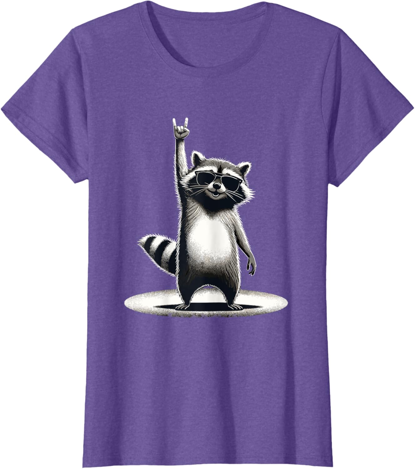 Retro Raccoon Rock Music Gift Men Children Women Funny Raccoon T-Shirt, black