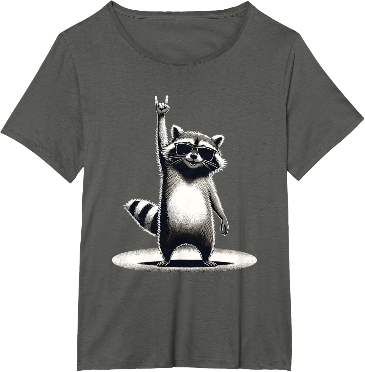 Retro Raccoon Rock Music Gift Men Children Women Funny Raccoon T-Shirt, black