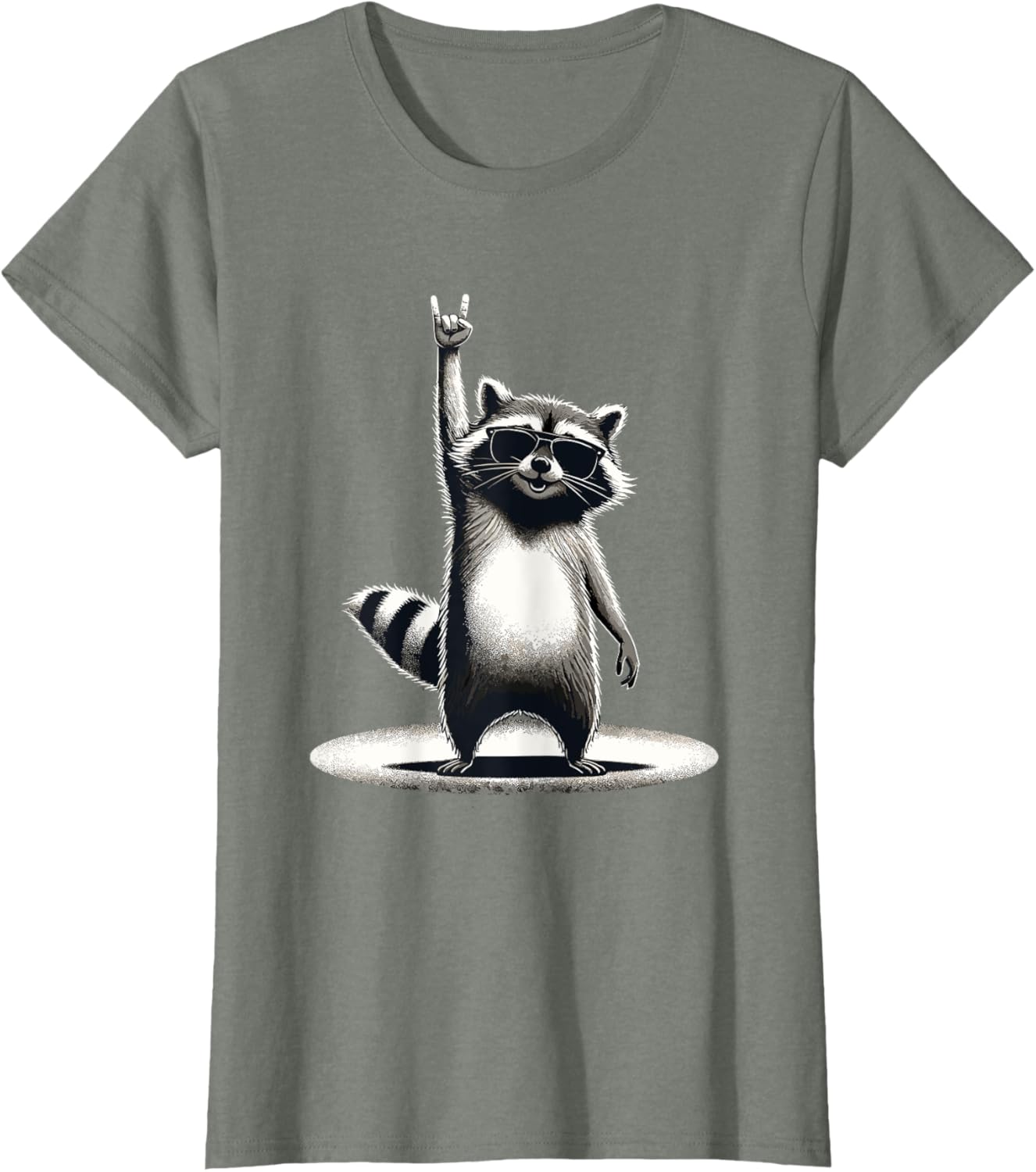 Retro Raccoon Rock Music Gift Men Children Women Funny Raccoon T-Shirt, black