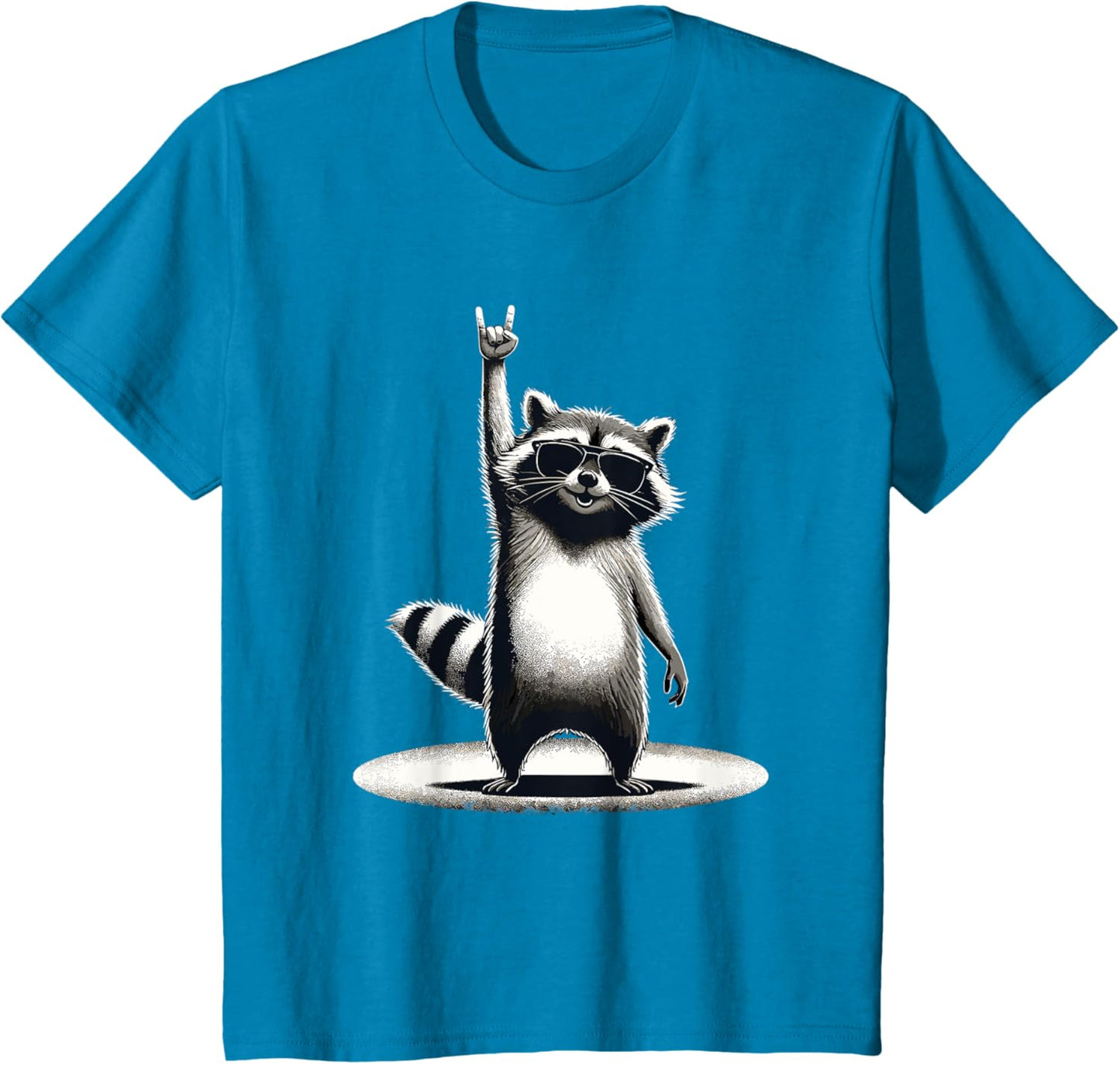 Retro Raccoon Rock Music Gift Men Children Women Funny Raccoon T-Shirt, black