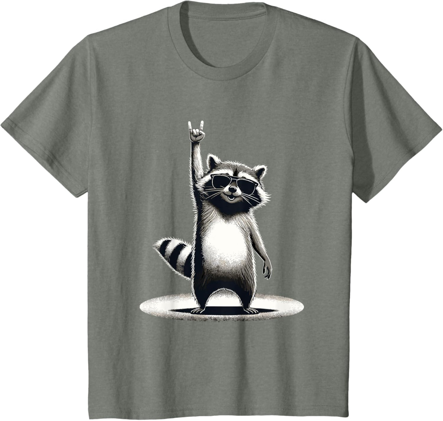Retro Raccoon Rock Music Gift Men Children Women Funny Raccoon T-Shirt, black