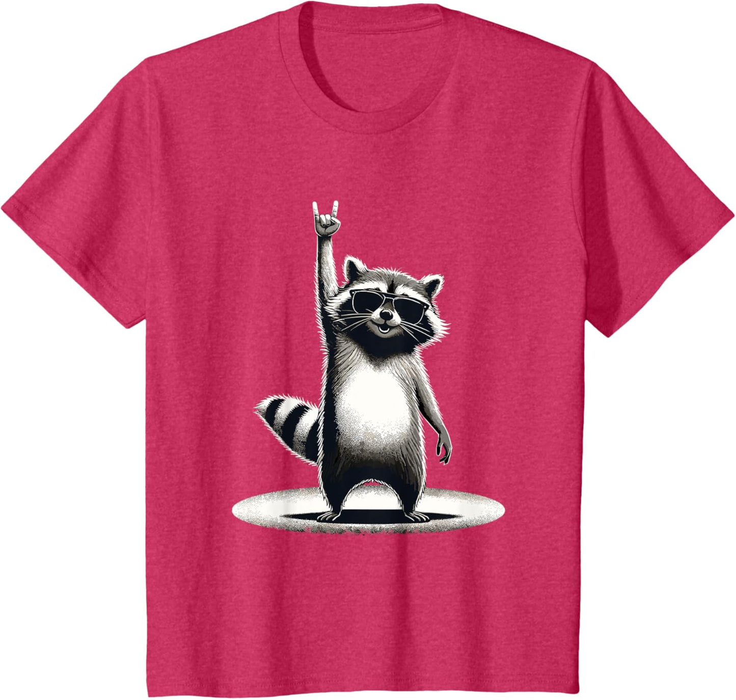 Retro Raccoon Rock Music Gift Men Children Women Funny Raccoon T-Shirt, black