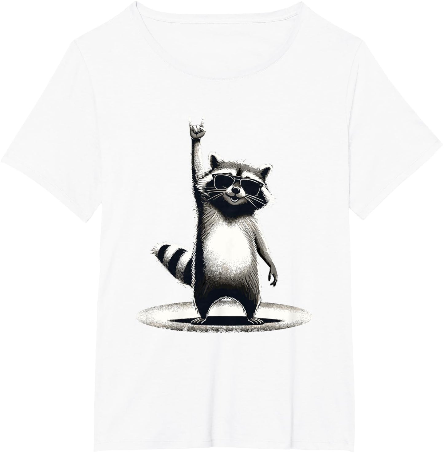 Retro Raccoon Rock Music Gift Men Children Women Funny Raccoon T-Shirt, black