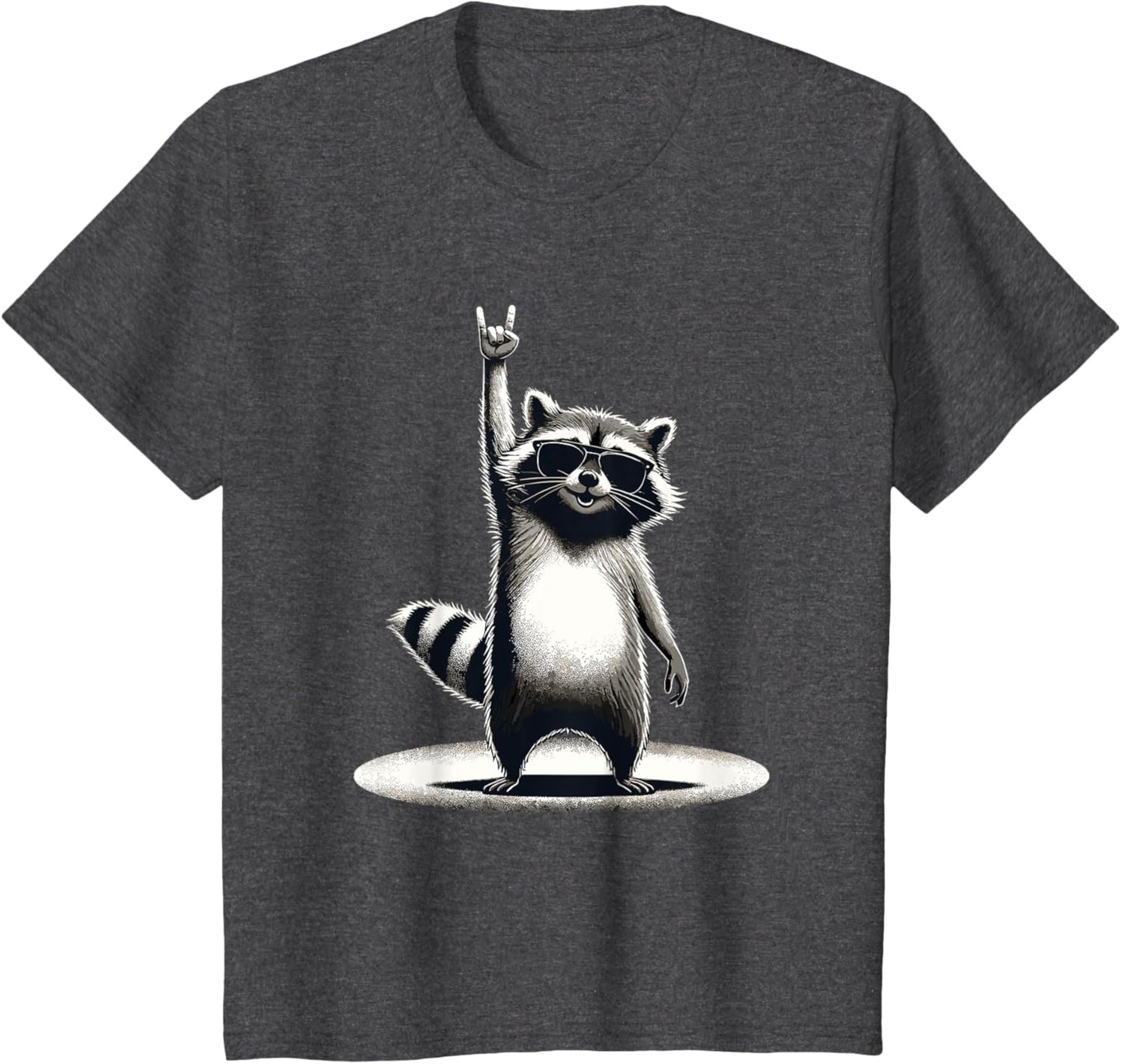 Retro Raccoon Rock Music Gift Men Children Women Funny Raccoon T-Shirt, black