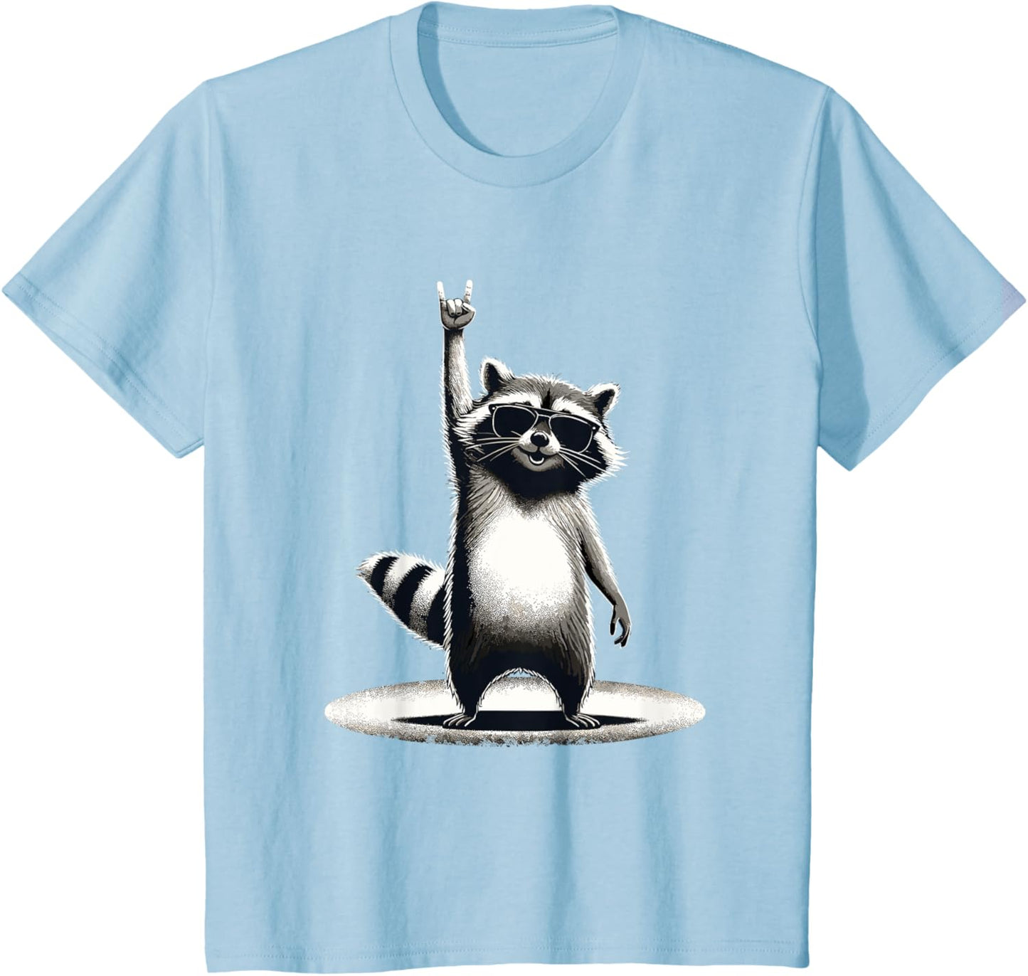 Retro Raccoon Rock Music Gift Men Children Women Funny Raccoon T-Shirt, black
