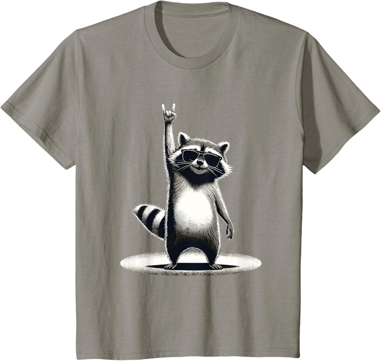 Retro Raccoon Rock Music Gift Men Children Women Funny Raccoon T-Shirt, black