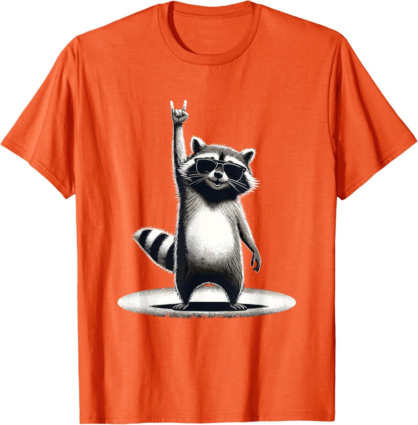 Retro Raccoon Rock Music Gift Men Children Women Funny Raccoon T-Shirt, black