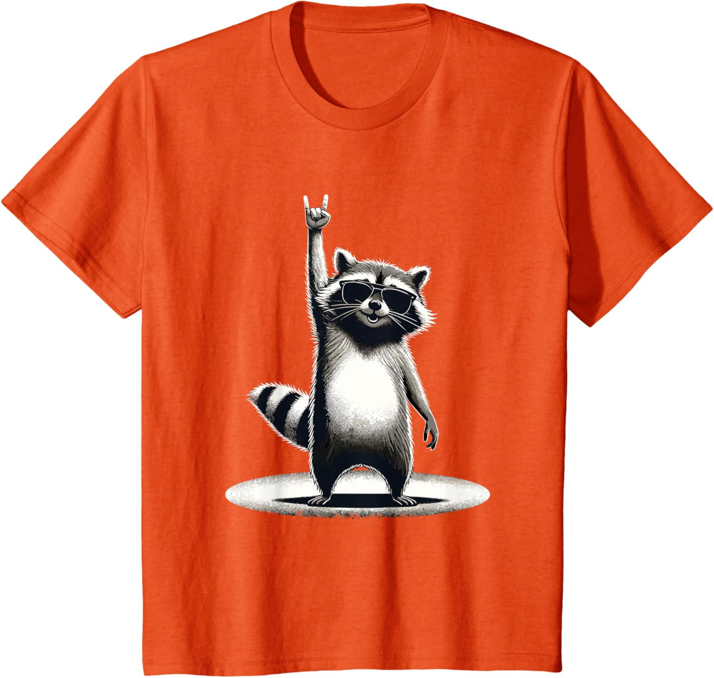 Retro Raccoon Rock Music Gift Men Children Women Funny Raccoon T-Shirt, black