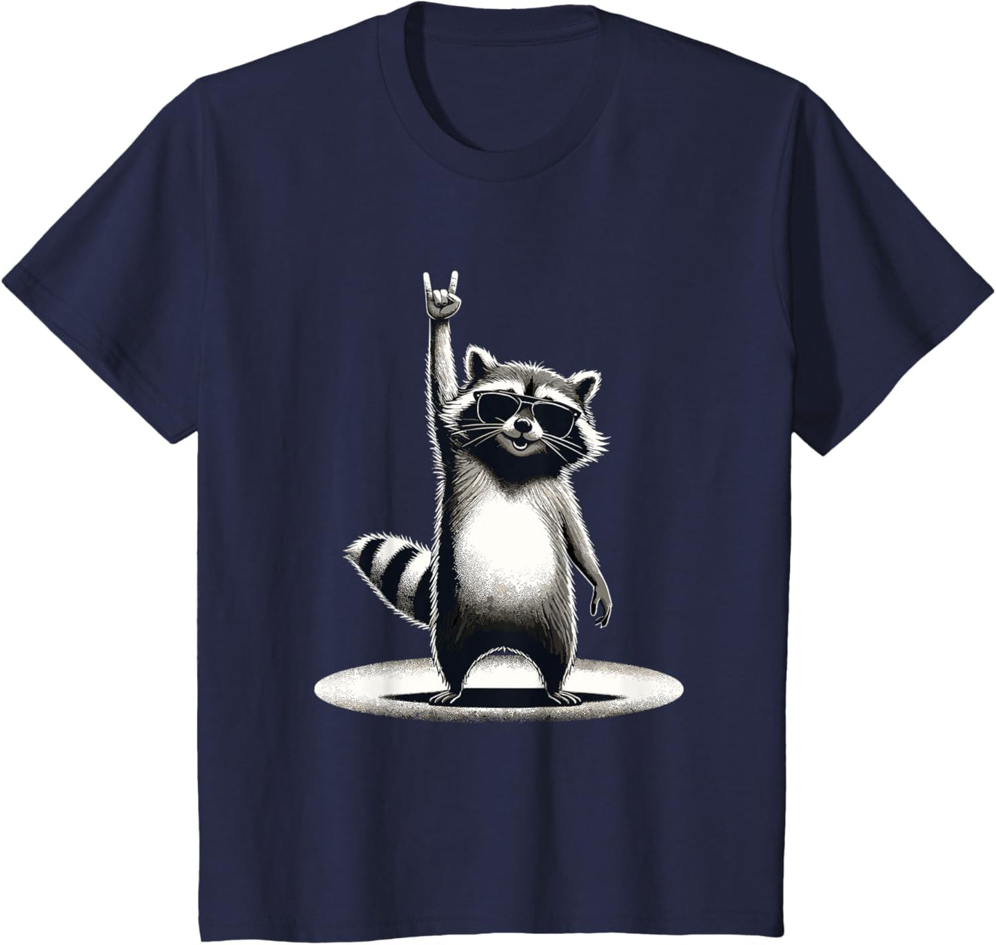Retro Raccoon Rock Music Gift Men Children Women Funny Raccoon T-Shirt, black