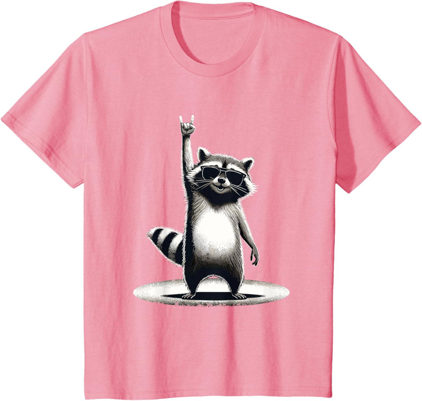 Retro Raccoon Rock Music Gift Men Children Women Funny Raccoon T-Shirt, black