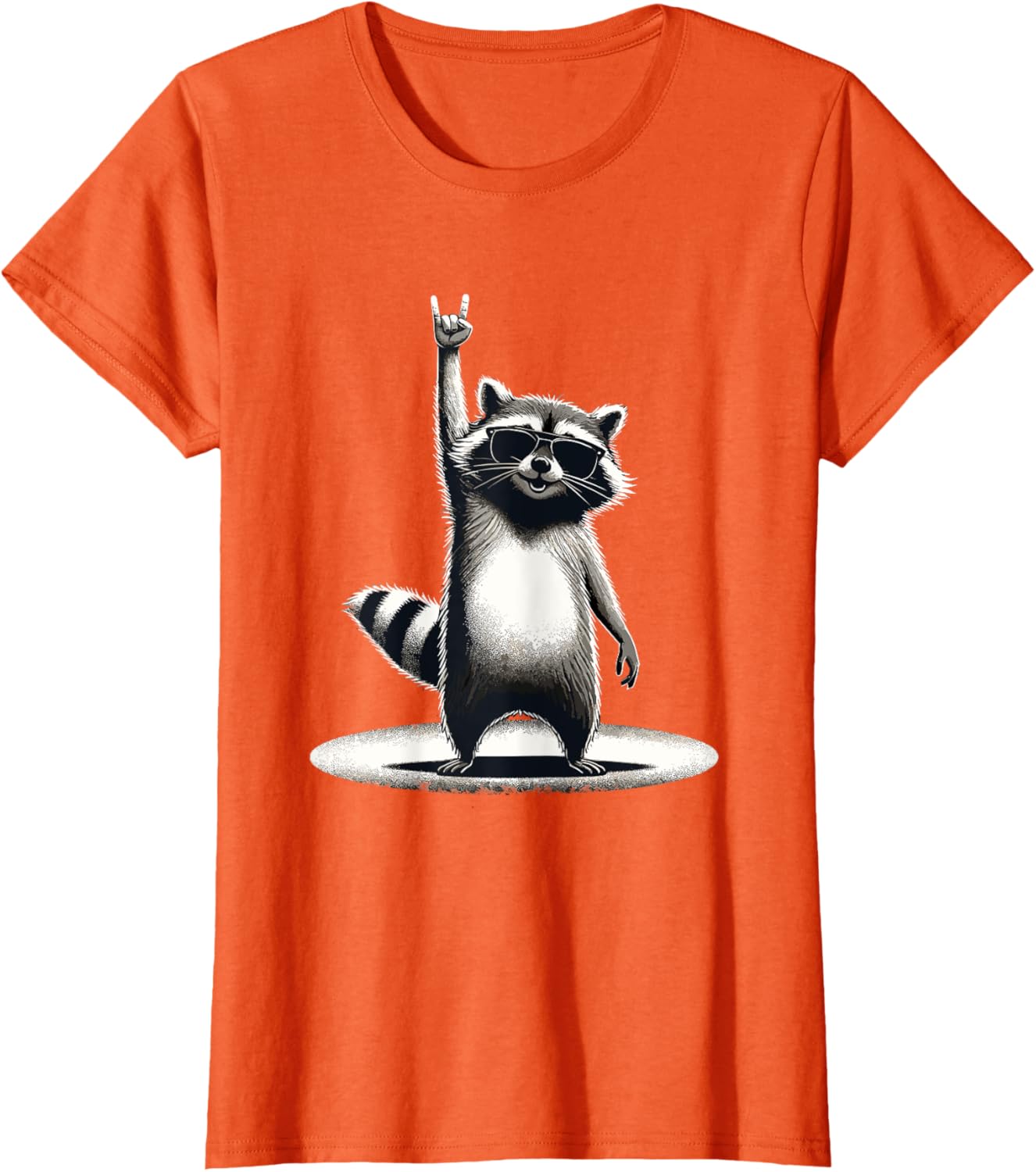 Retro Raccoon Rock Music Gift Men Children Women Funny Raccoon T-Shirt, black