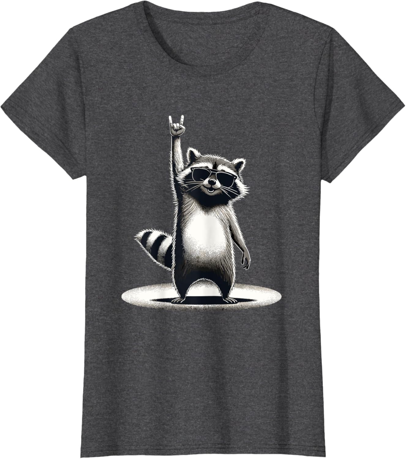 Retro Raccoon Rock Music Gift Men Children Women Funny Raccoon T-Shirt, black