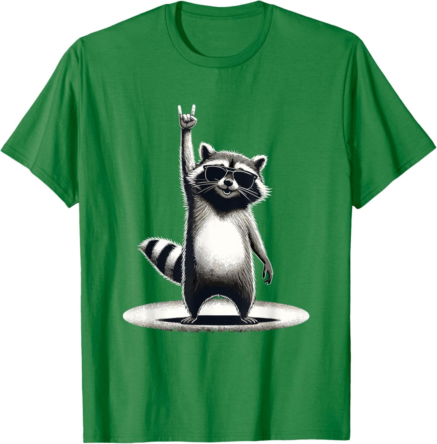 Retro Raccoon Rock Music Gift Men Children Women Funny Raccoon T-Shirt, black