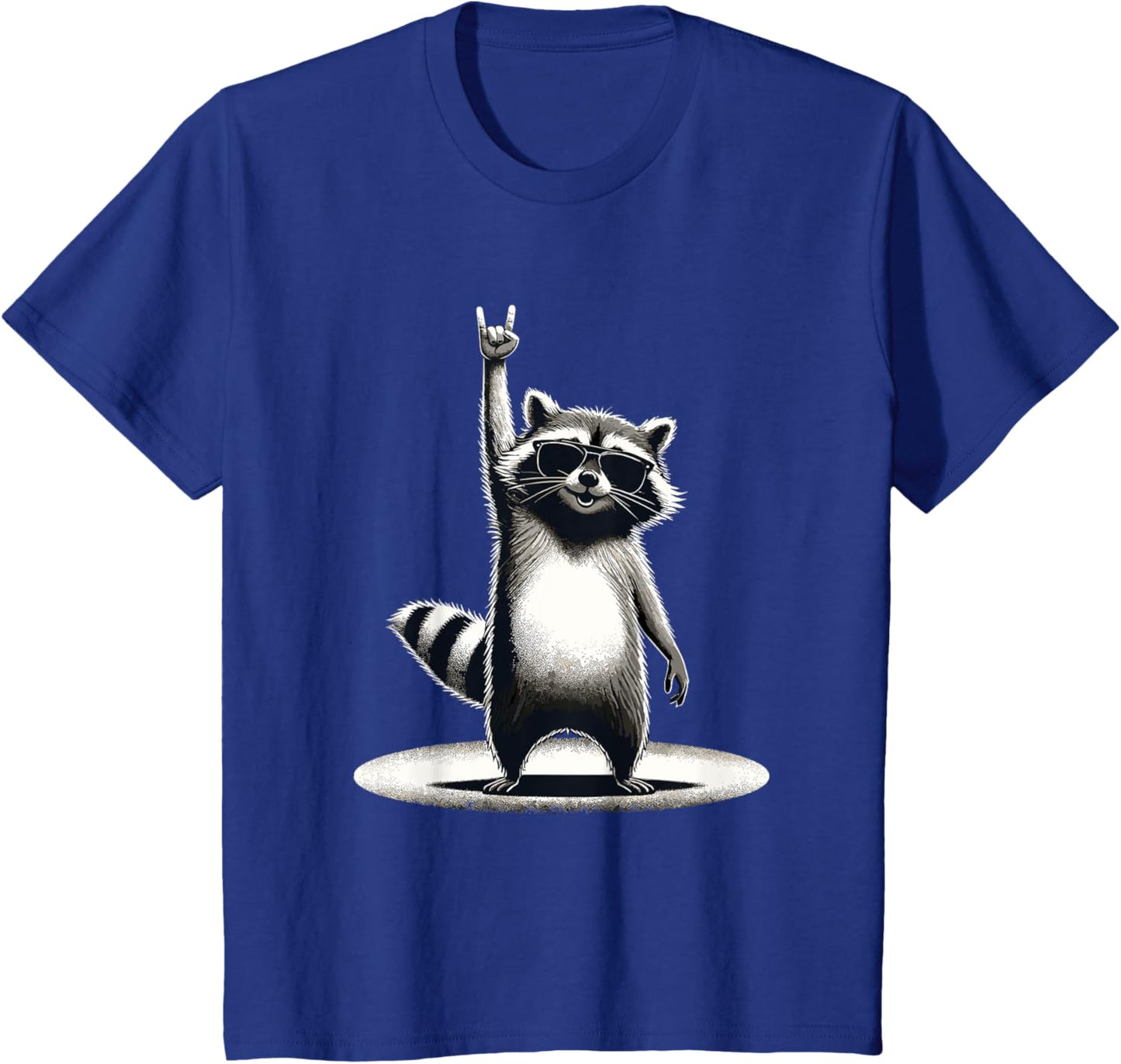 Retro Raccoon Rock Music Gift Men Children Women Funny Raccoon T-Shirt, black