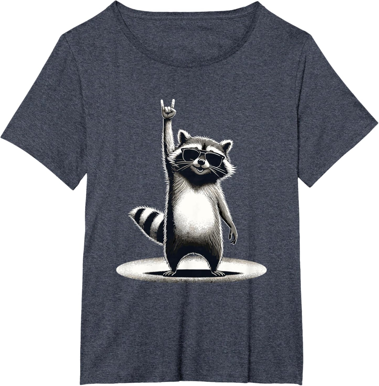Retro Raccoon Rock Music Gift Men Children Women Funny Raccoon T-Shirt, black