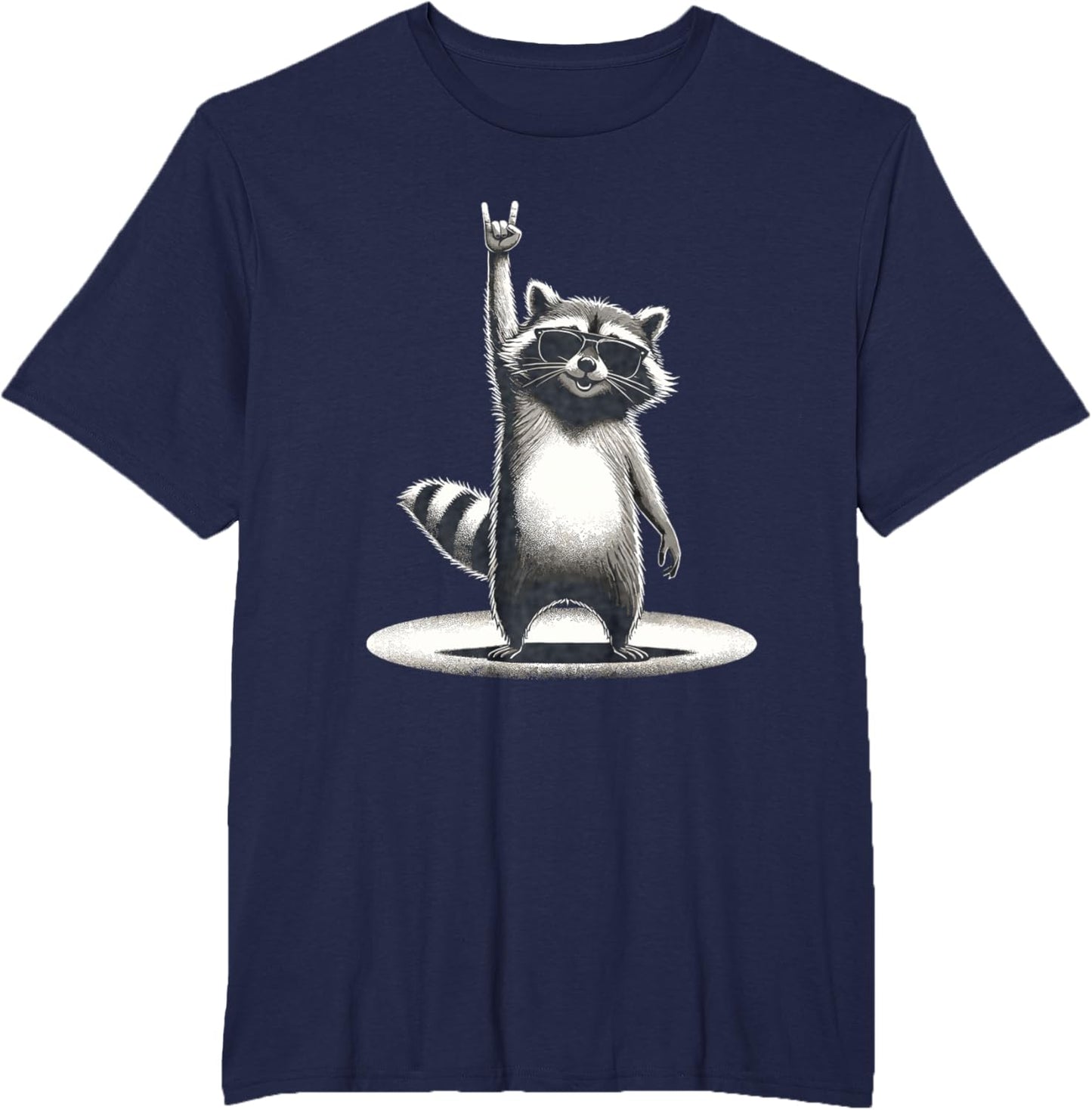 Retro Raccoon Rock Music Gift Men Children Women Funny Raccoon T-Shirt, black