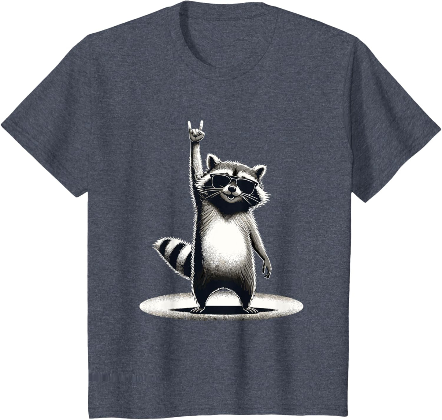 Retro Raccoon Rock Music Gift Men Children Women Funny Raccoon T-Shirt, black