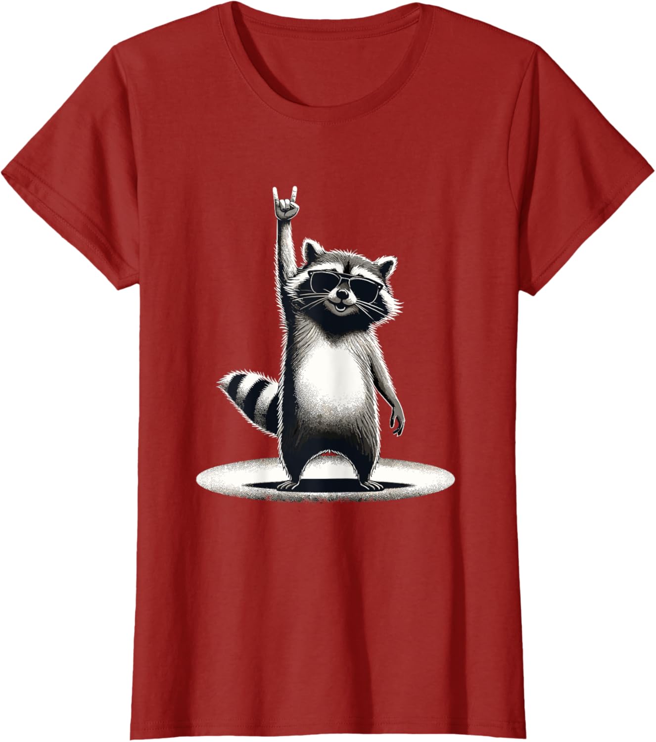 Retro Raccoon Rock Music Gift Men Children Women Funny Raccoon T-Shirt, black