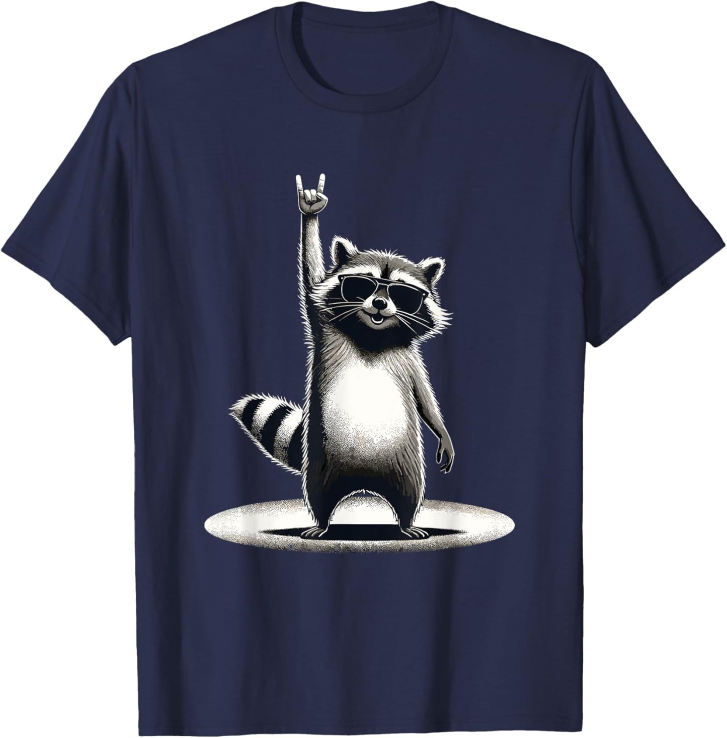 Retro Raccoon Rock Music Gift Men Children Women Funny Raccoon T-Shirt, black