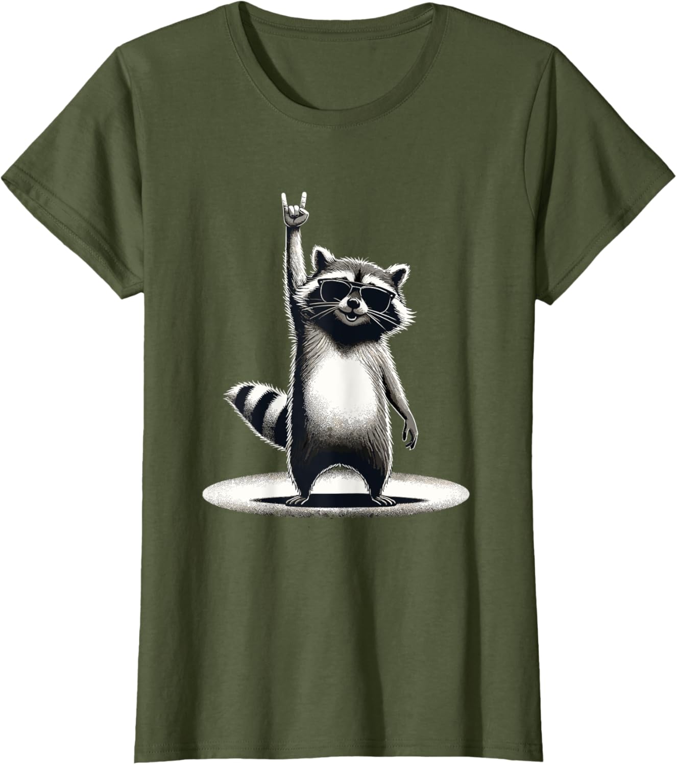 Retro Raccoon Rock Music Gift Men Children Women Funny Raccoon T-Shirt, black