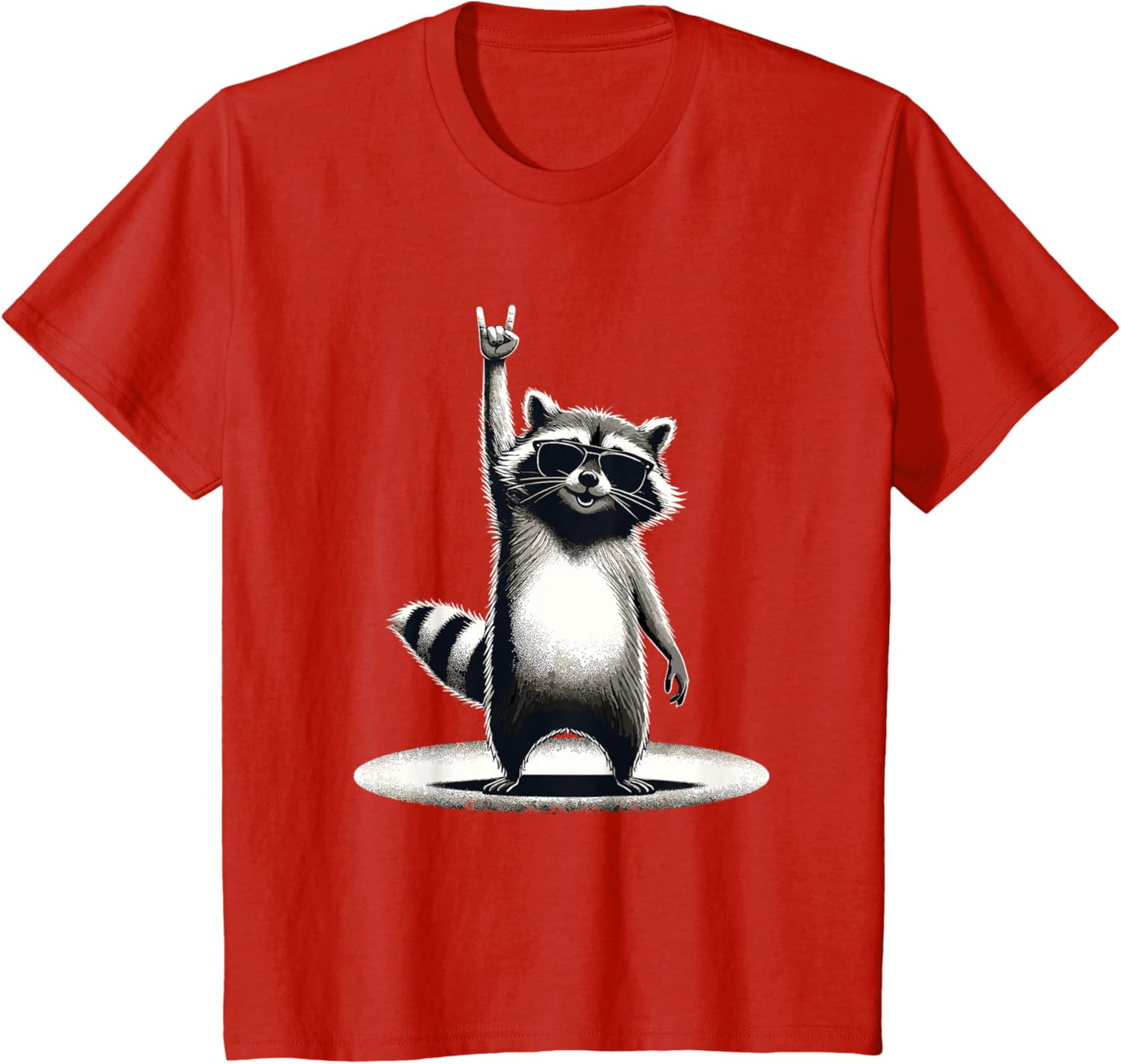 Retro Raccoon Rock Music Gift Men Children Women Funny Raccoon T-Shirt, black